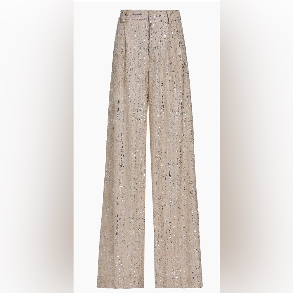 Aknvas Sequin Wide-Leg Pants in Silver